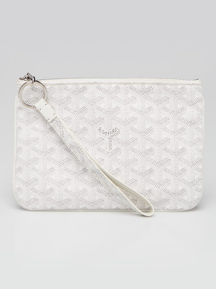 Goyard White Chevron Print Coated Canvas Senat PM Zip Pouch w