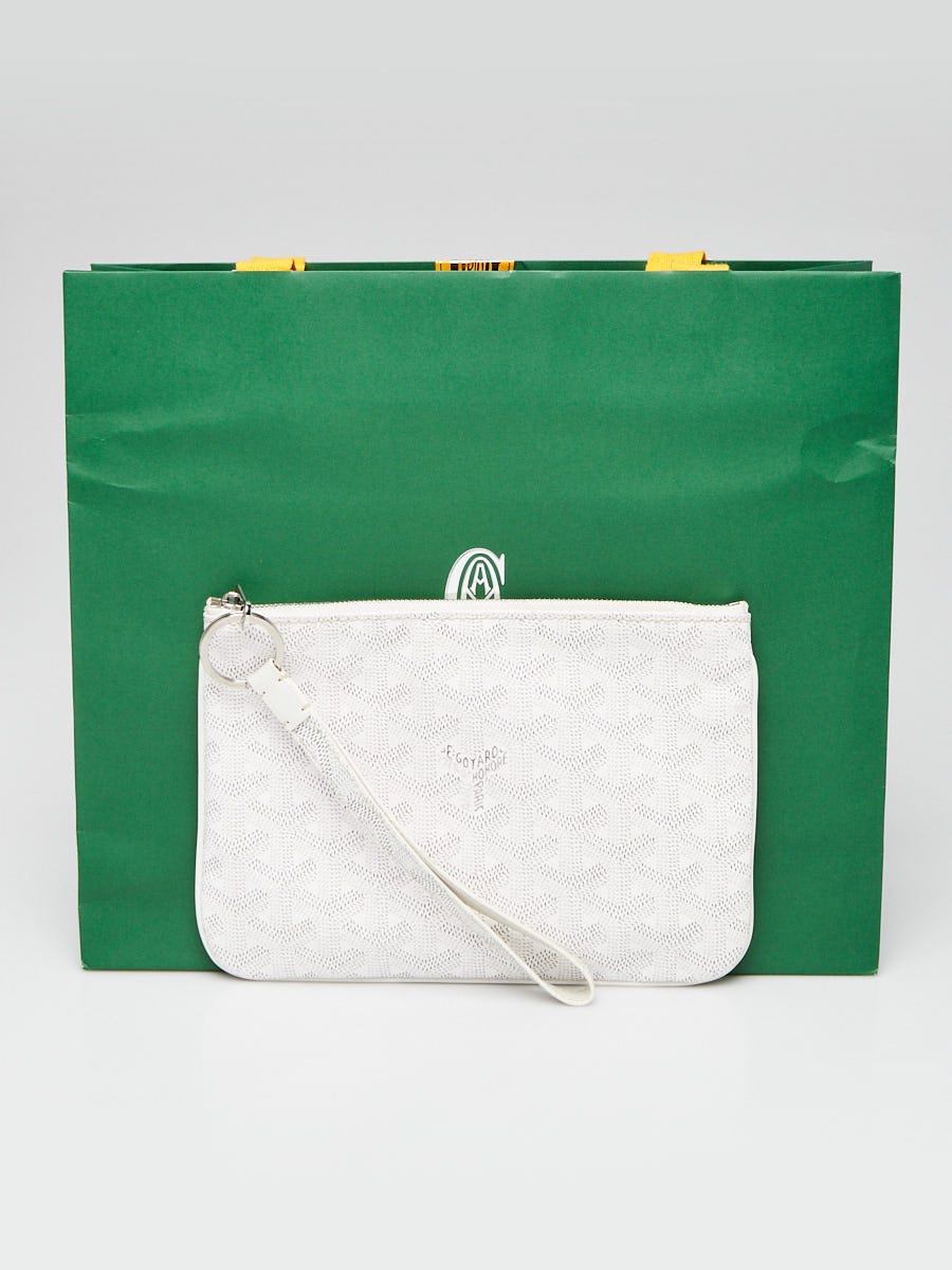 Goyard White Chevron Print Coated Canvas Senat PM Zip Pouch w