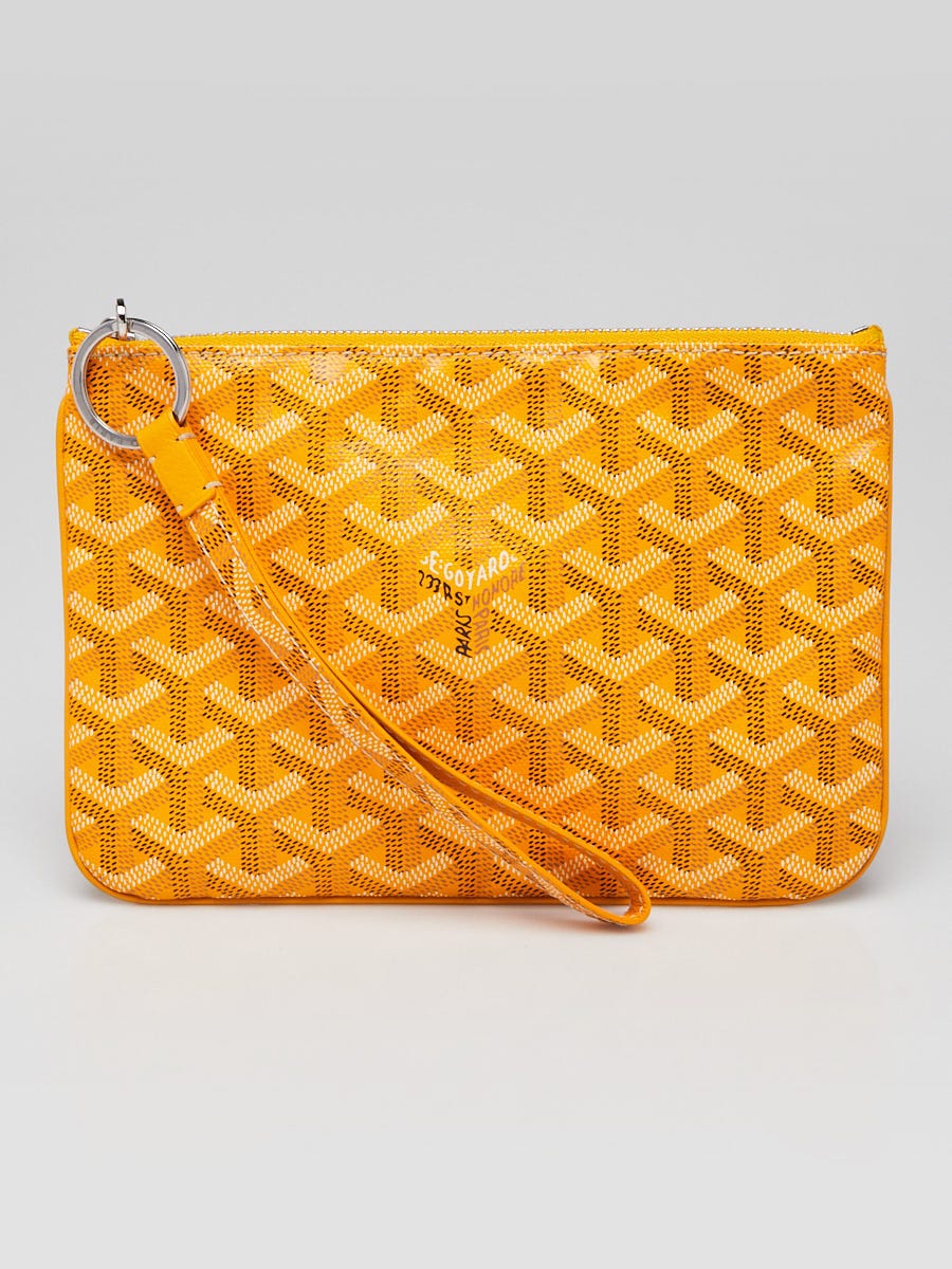 Goyard Yellow Chevron Print Coated Canvas Senat PM Zip Pouch w