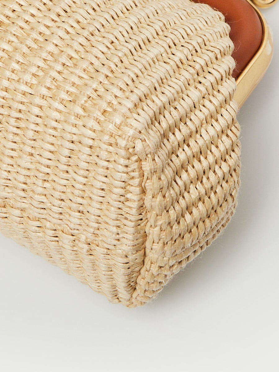 Fendi Natural/Brown Raffia/Leather Small First Bag 8BP129