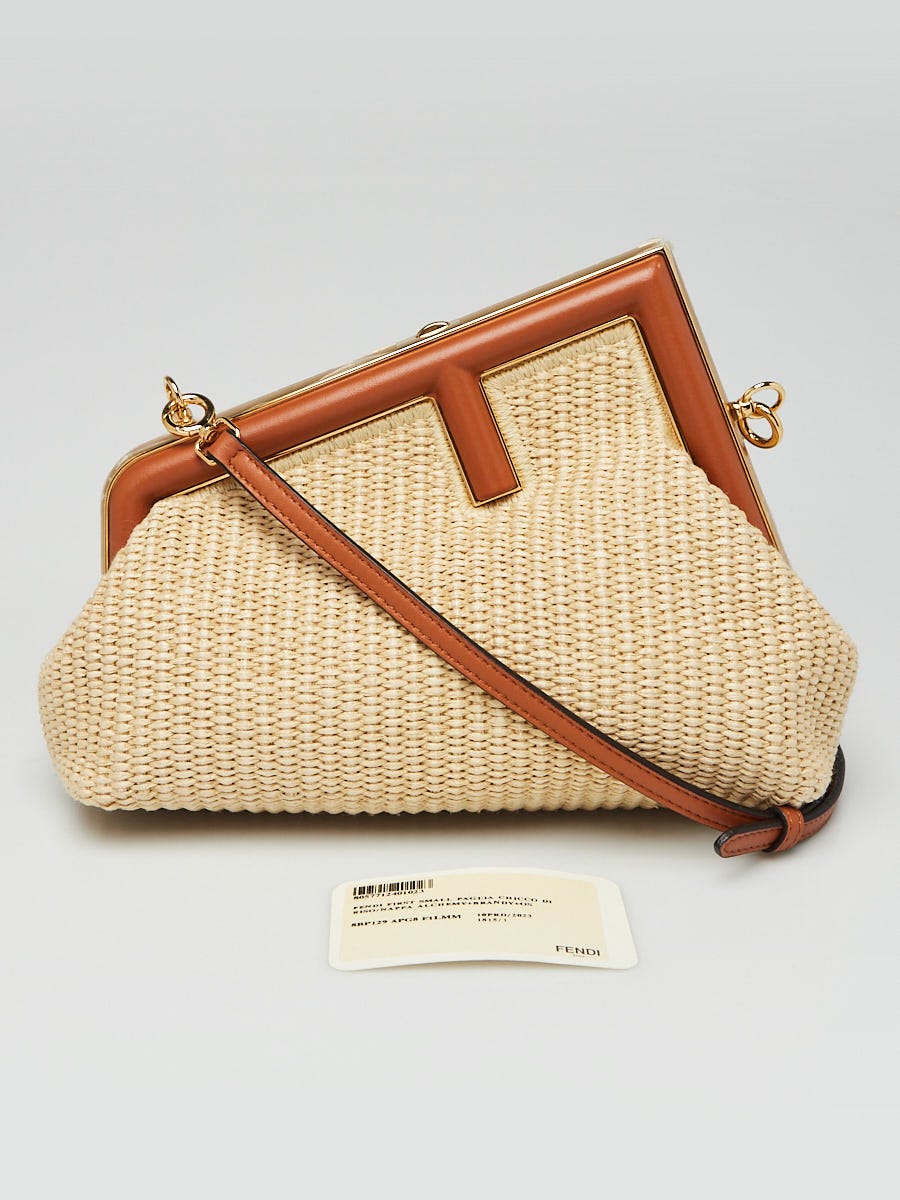 Fendi Natural/Brown Raffia/Leather Small First Bag 8BP129