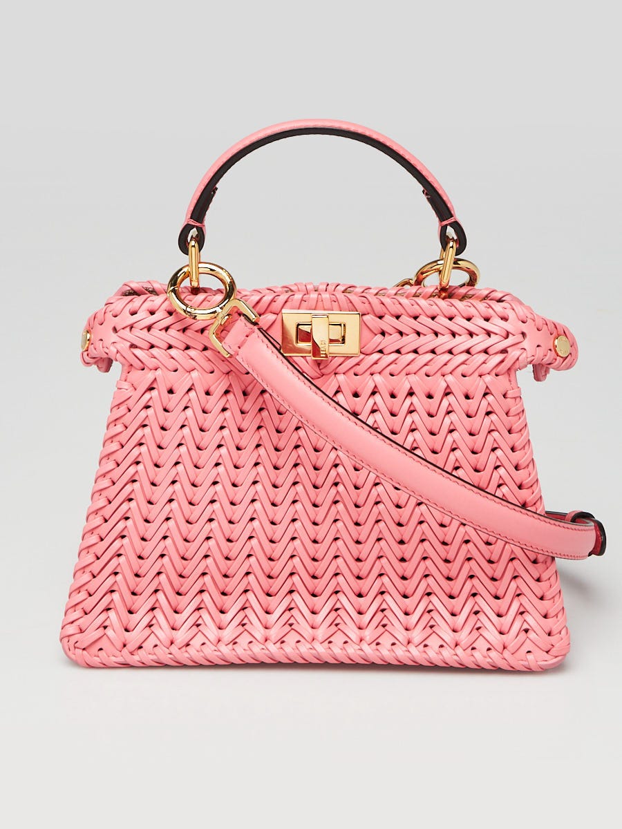 Fendi Pink Dalia Nappa Intreccio Vitello Leather Petite Peekaboo