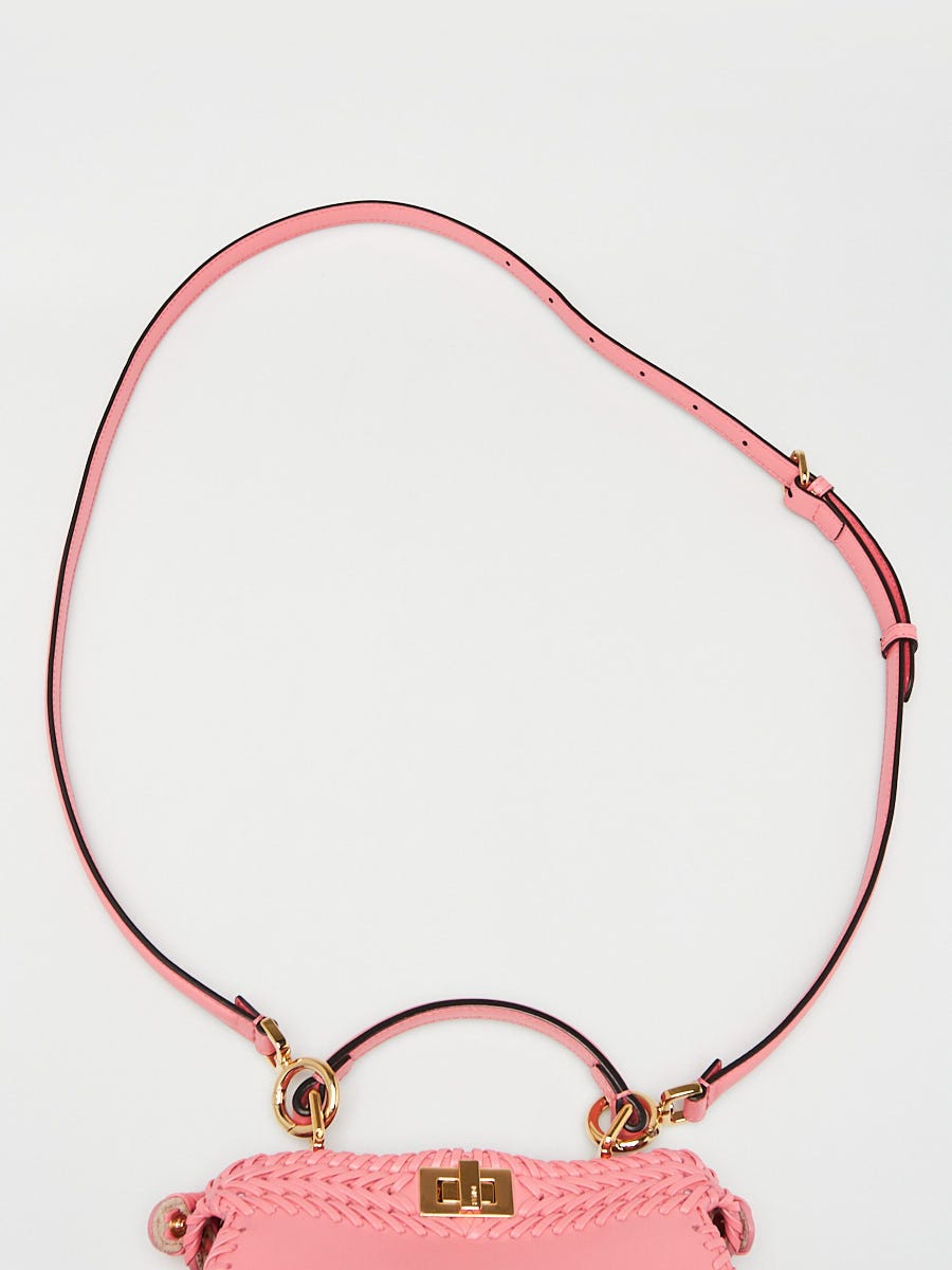 Fendi Pink Dalia Nappa Intreccio Vitello Leather Petite Peekaboo