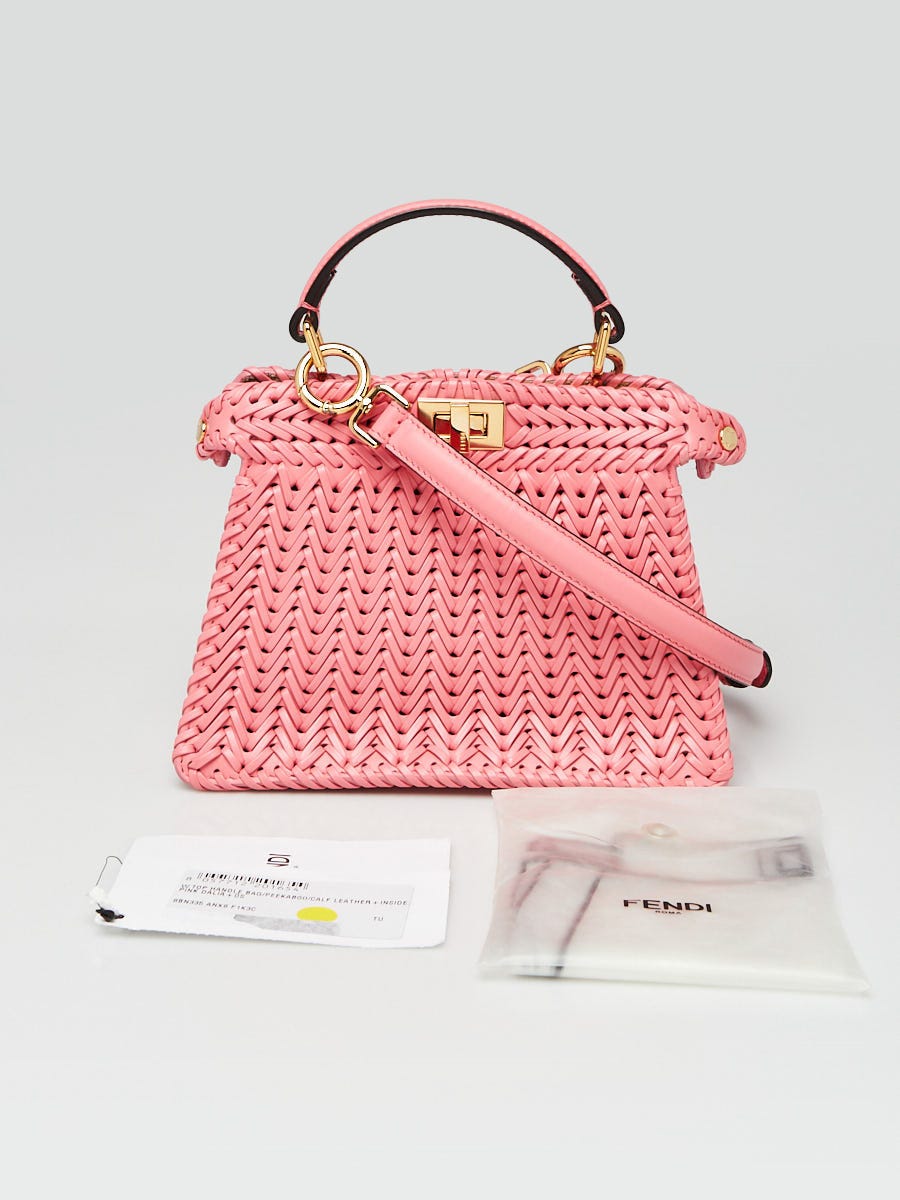 Fendi Pink Dalia Nappa Intreccio Vitello Leather Petite Peekaboo
