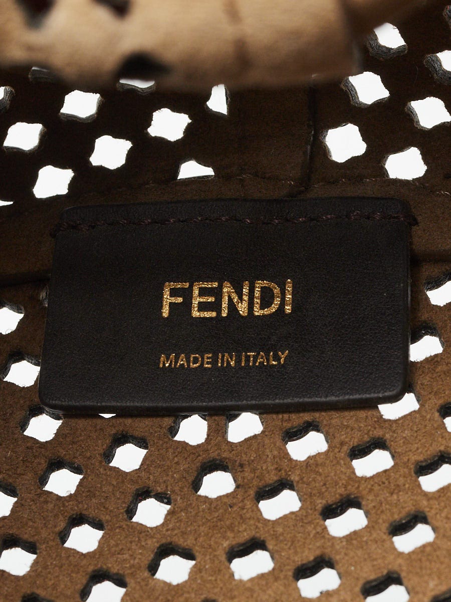 Fendi Brown Perforated Suede/Patent Leather Small First Bag 8BP129