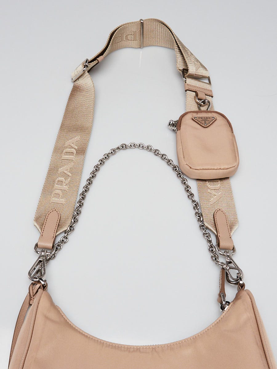 Prada Beige Tessuto Nylon 2005 Re-Edition Shoulder Bag 1BH204