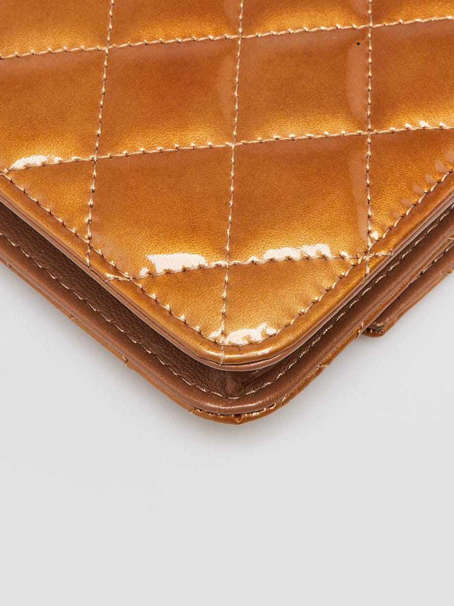 Chanel Bronze Quilted Patent Leather Brilliant CC WOC Clutch Bag