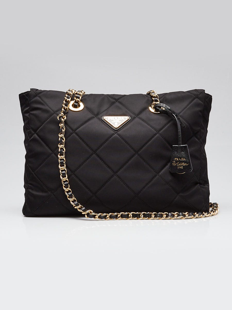 Prada Black Quilted Re-Nylon Red-Edition 1995 Chain Shoulder Bag
