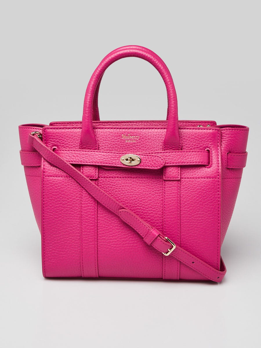 バッグ Mulberry Belenheim Leather Bag Pink Mulberry Pink Heavy Grain Leather Mini Zipped Bayswater Tote Bag