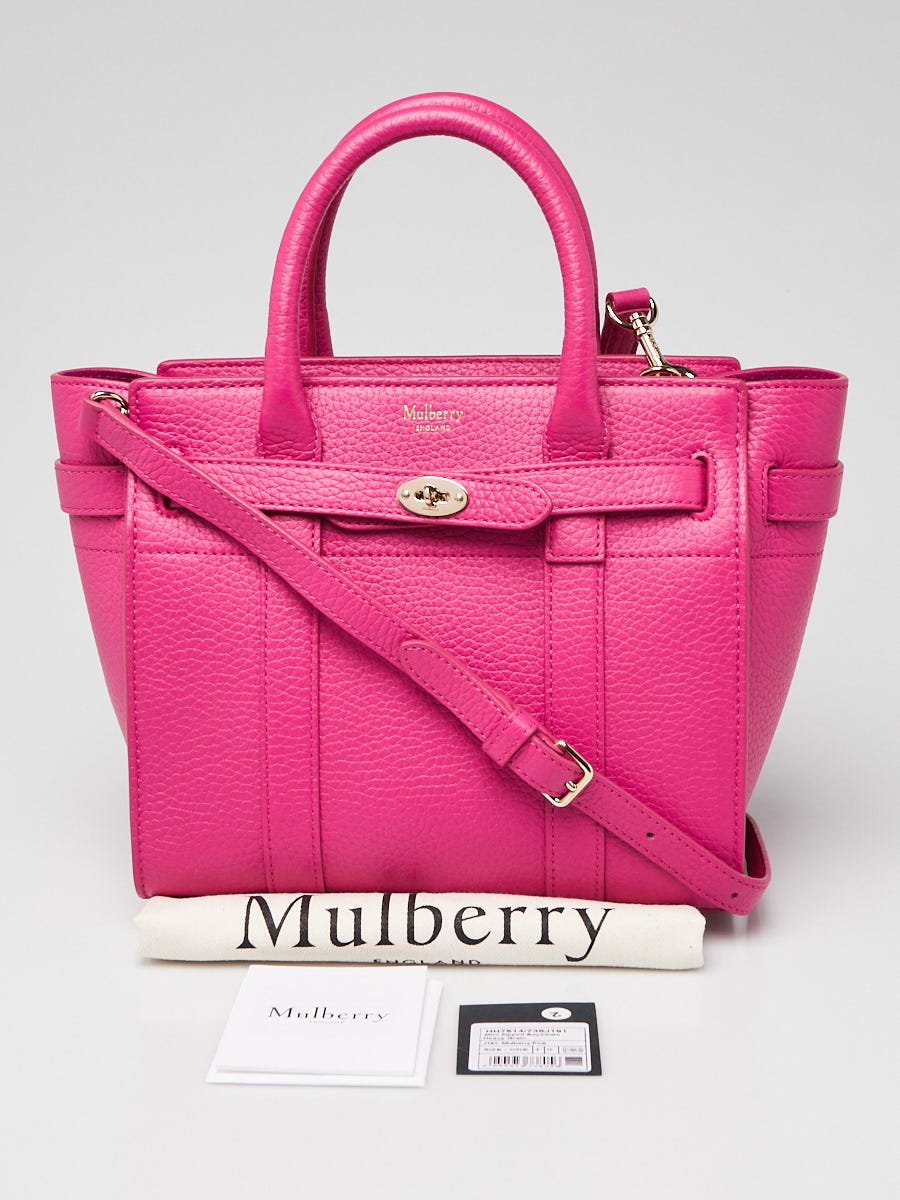 Mulberry Pink Heavy Grain Leather Mini Zipped Bayswater Tote Bag