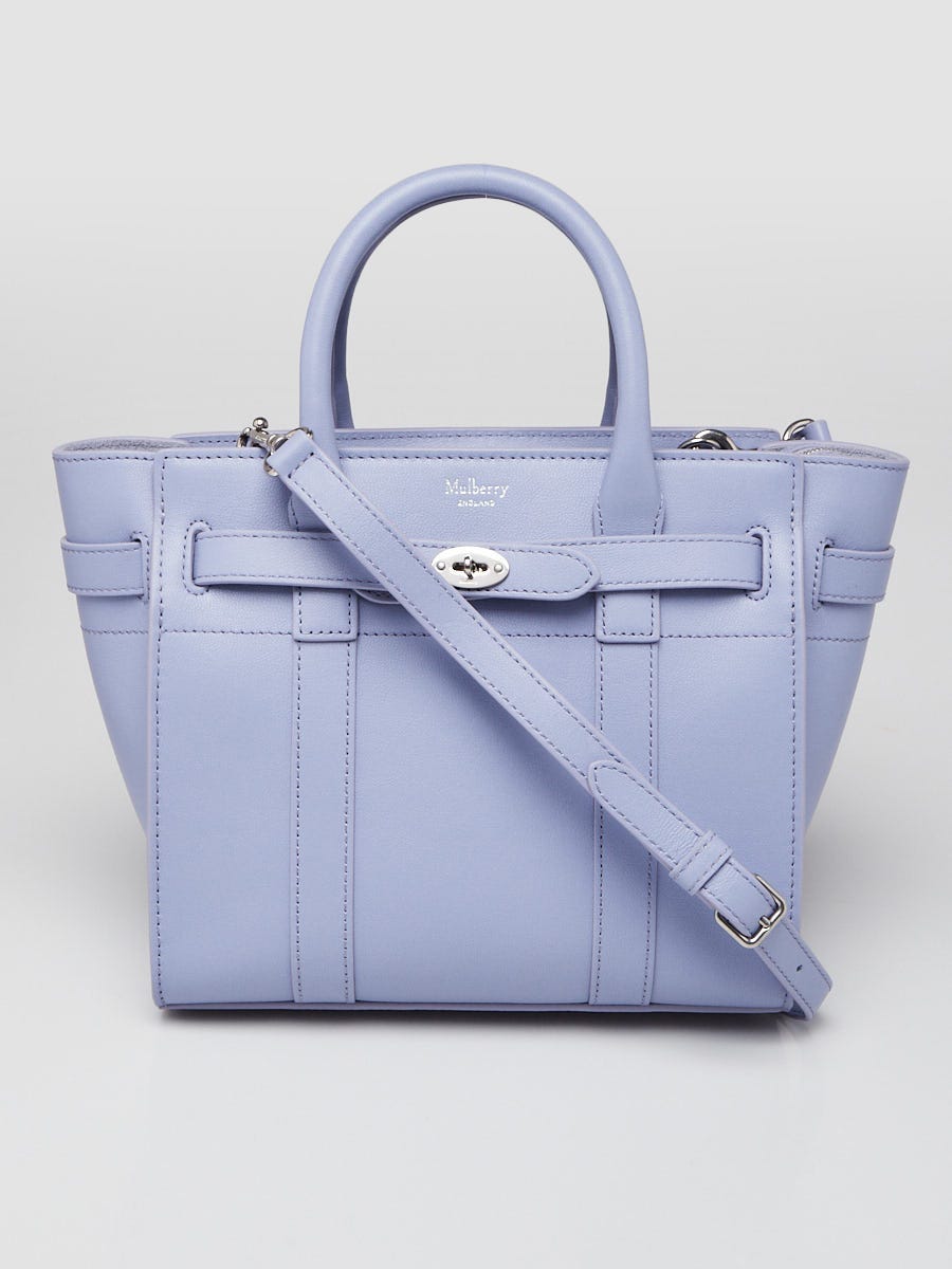 マルベリー濃いパープルバッグ Mulberry Lilac Haze Classic Grain Leather Mini Zipped Bayswater