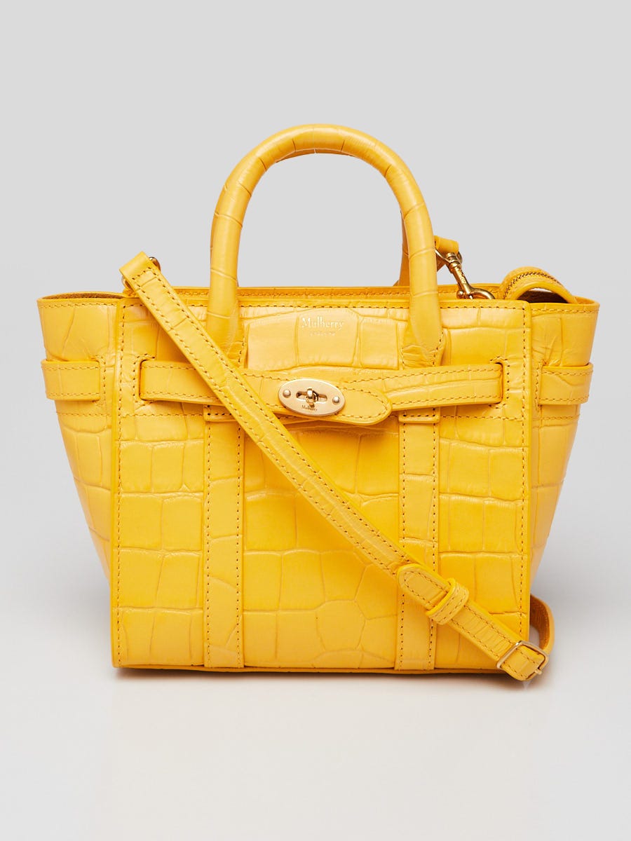 Mulberry Yellow Croc Embossed Leather Micro Zipped Bayswater Tote