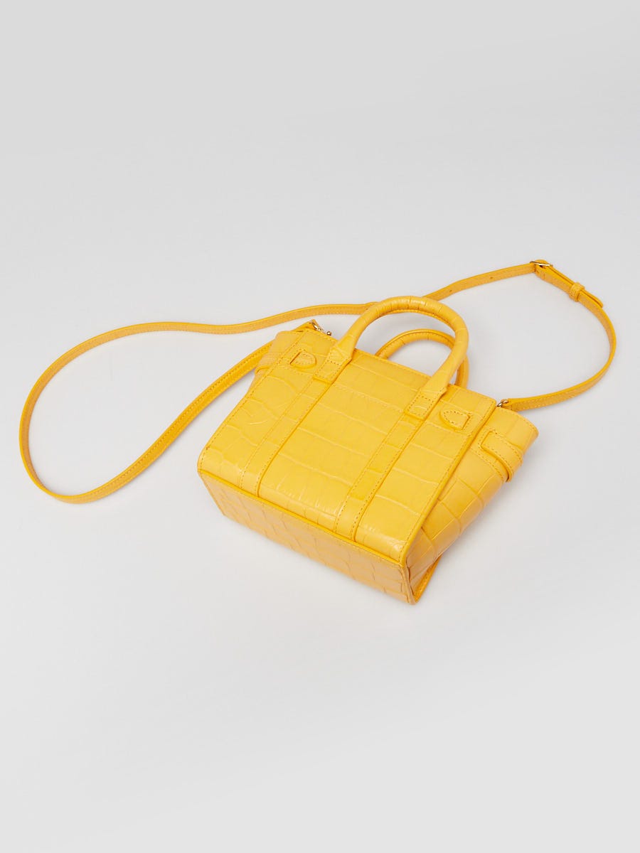 Mulberry Yellow Croc Embossed Leather Micro Zipped Bayswater Tote