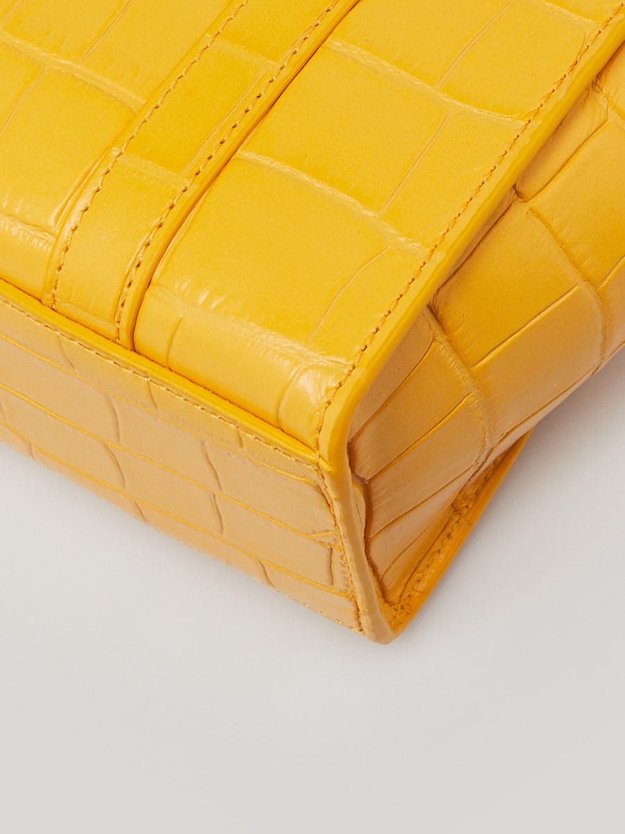 Mulberry Yellow Croc Embossed Leather Micro Zipped Bayswater Tote