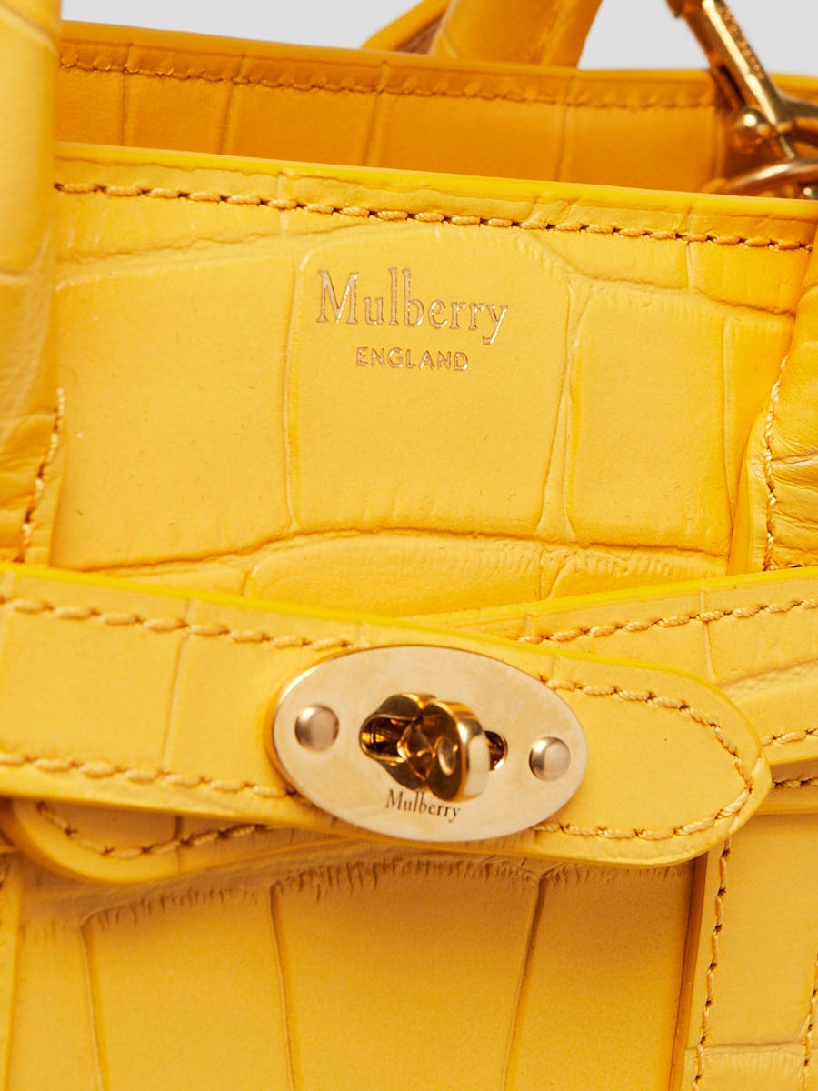 Mulberry Yellow Croc Embossed Leather Micro Zipped Bayswater Tote