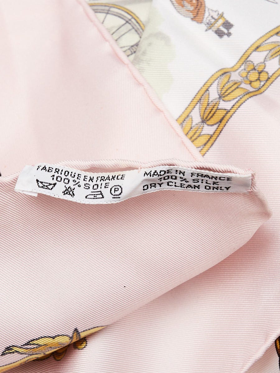 Hermes Pink/Gold Silk La Promenade de Longchamps Print Square