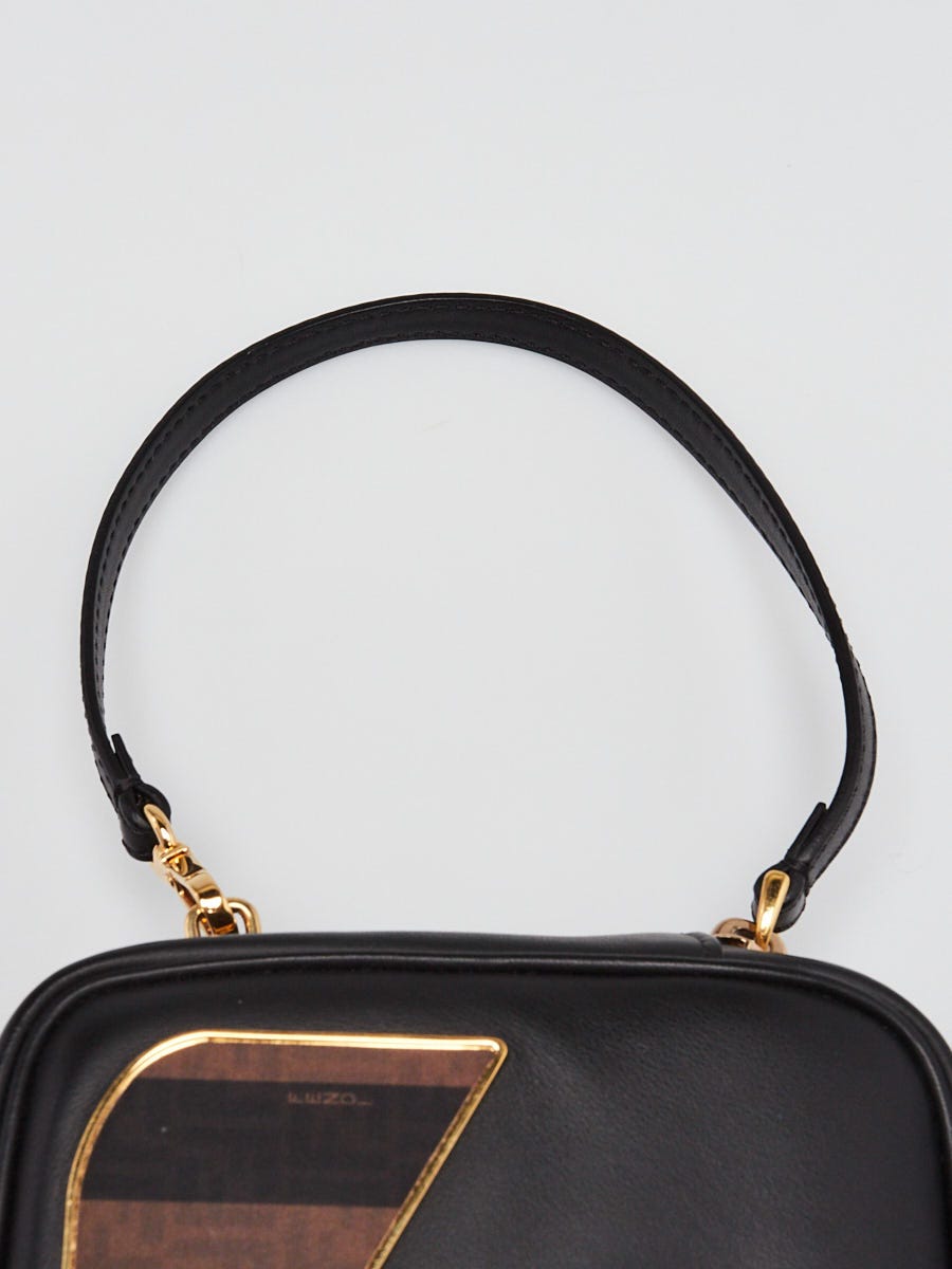 Fendi Black Leather Monster Eyes Holographic Wristlet Clutch Bag