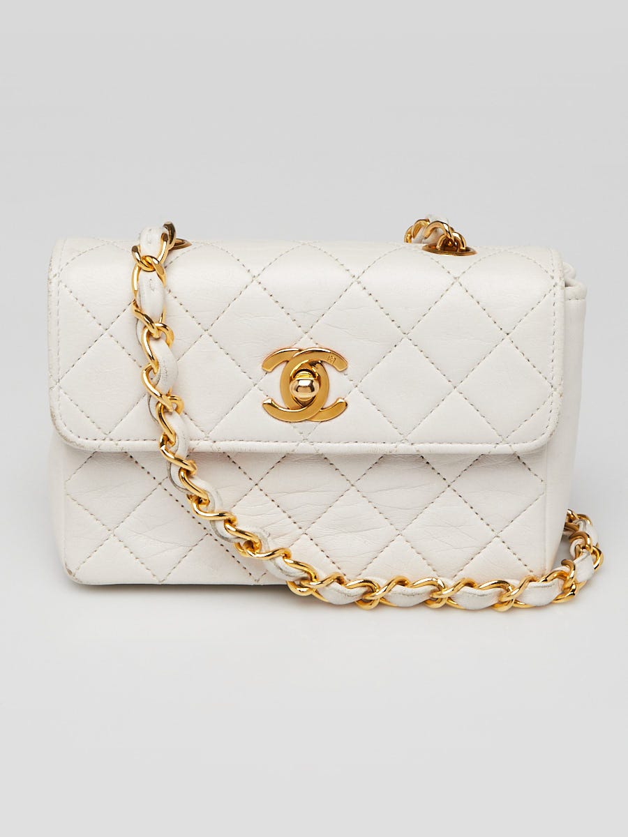 Chanel White Quilted Leather Micro Miniature Flap Bag | Yoogi's Closet