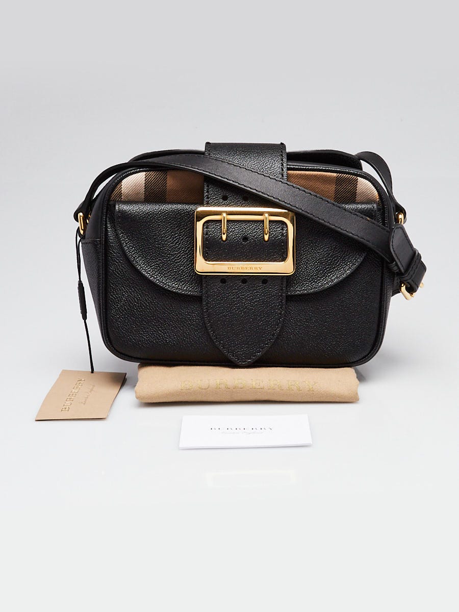 Burberry Black Grained Leather Small Buckle Crossbody Bag