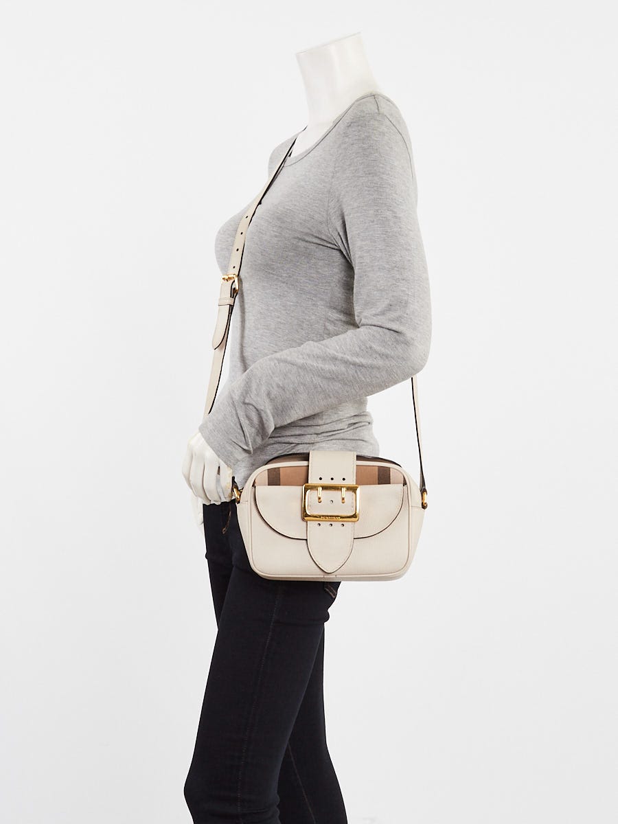 Burberry White Leather Small Buckle Crossbody Bag