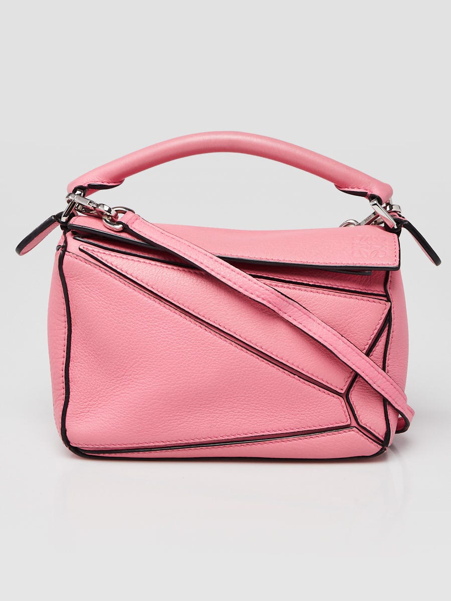 Loewe Pink Pebbled Calfskin Leather Mini Puzzle Bag | Yoogi's Closet