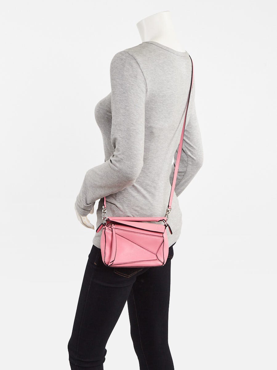 Loewe Pink Pebbled Calfskin Leather Mini Puzzle Bag | Yoogi's Closet
