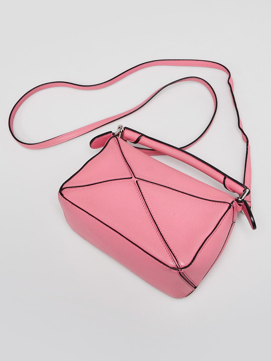 Loewe Pink Pebbled Calfskin Leather Mini Puzzle Bag | Yoogi's Closet