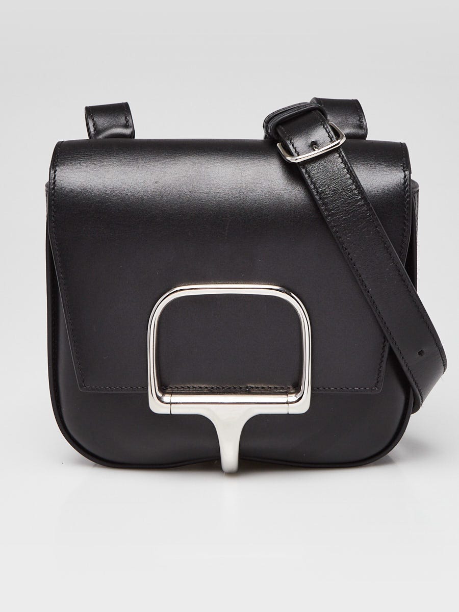 Hermes Black Tadelakt Leather Palladium Plated Mini Della