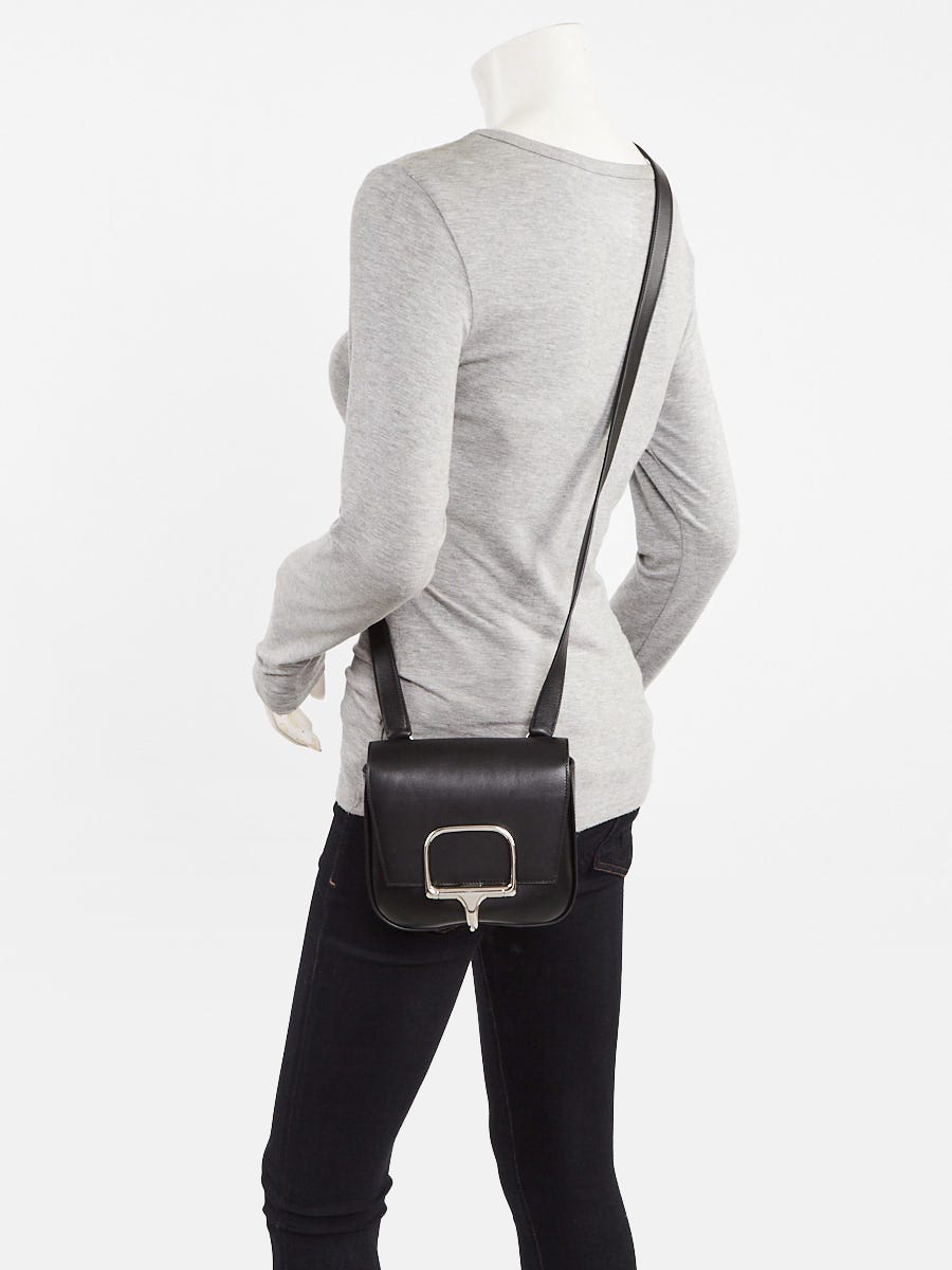 Hermes Black Tadelakt Leather Palladium Plated Mini Della Cavalleria Bag
