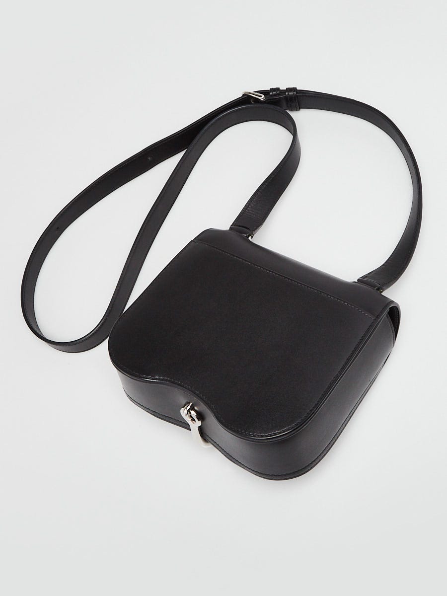 Hermes Black Tadelakt Leather Palladium Plated Mini Della