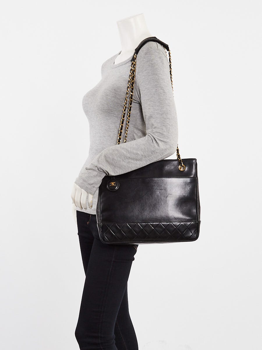 Chanel Black Quilted Lambskin Leather Tote Bag