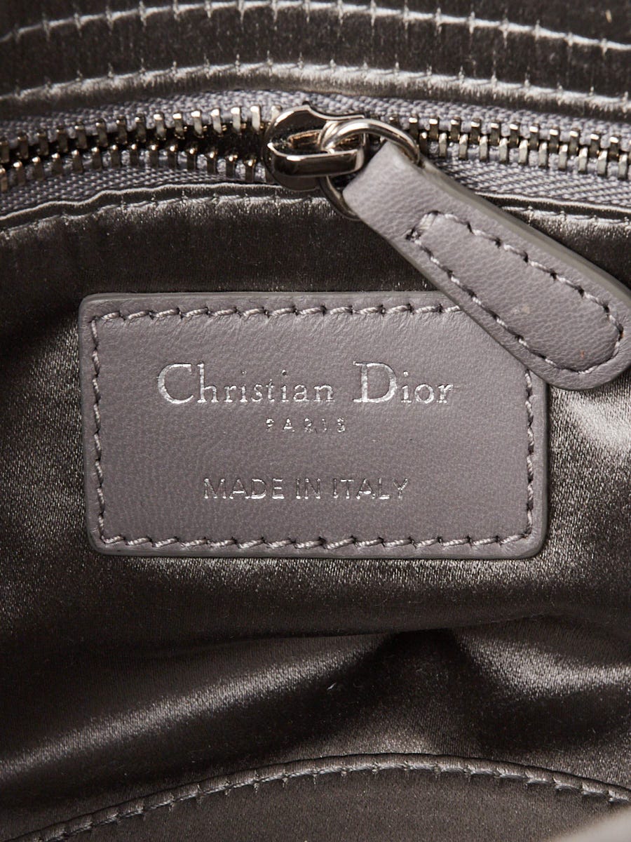 Christian Dior Dark Grey Satin and Crystal Mini Lady Dior Bag