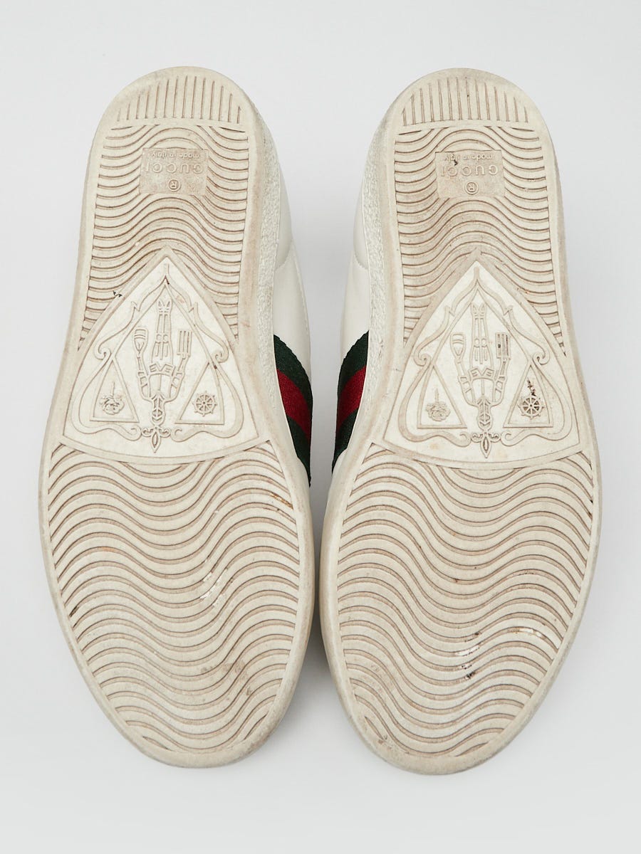 Gucci White Leather Vintage Web Bee New Ace Low-Top Sneakers Size 4.5/35