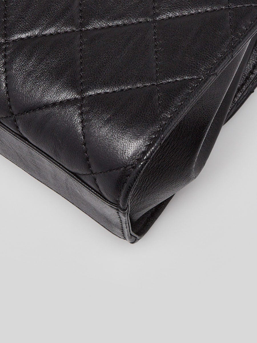 Chanel Black Quilted Crumpled Lambskin CC Links Top Handle Flap
