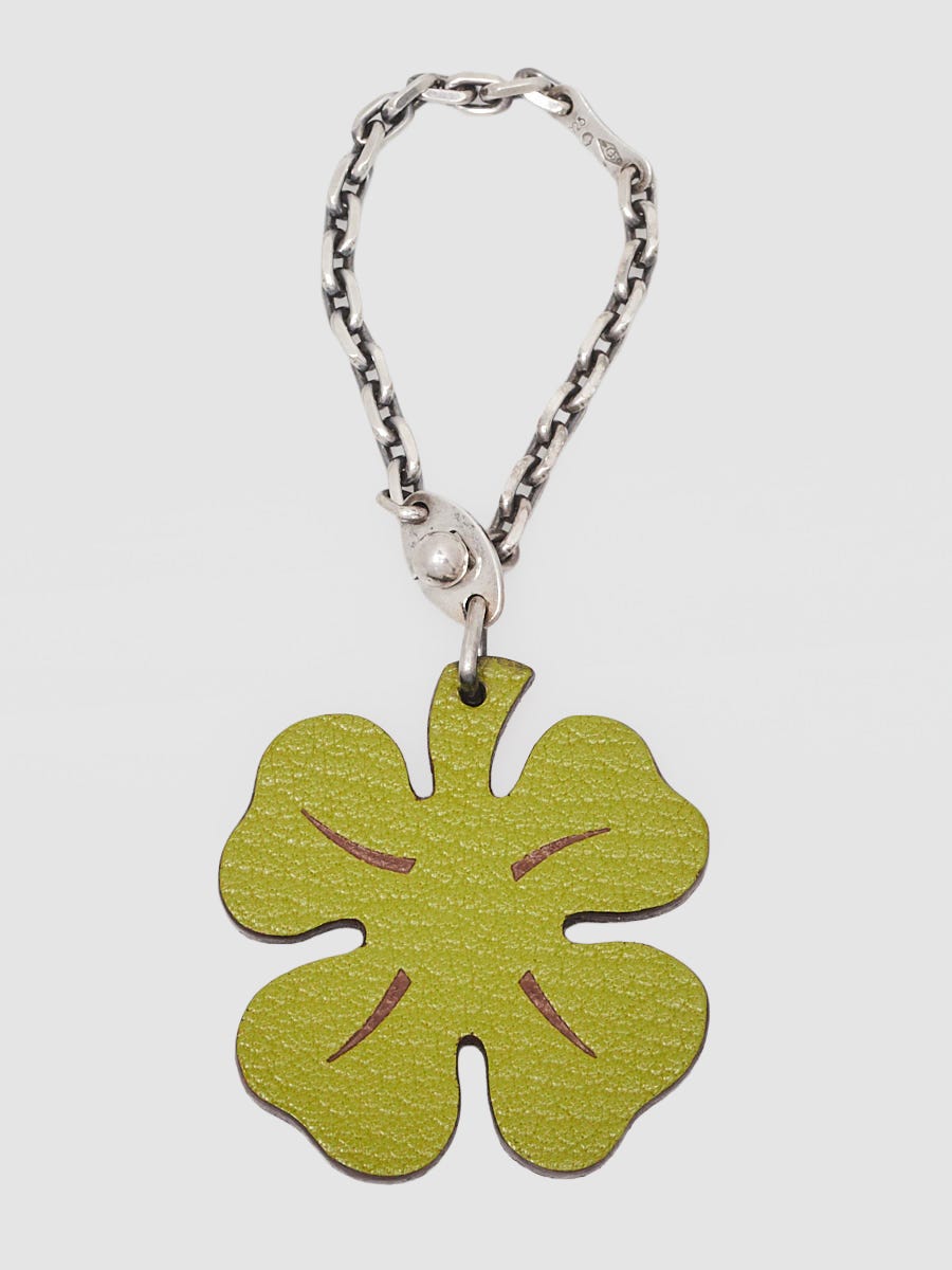 Hermes Green/Orange Chevre Leather Four Leaf Clover 