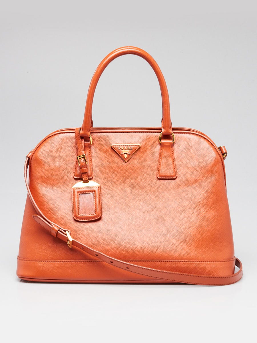 バッグ PRADA ORANGE LEATHER BAG MADE IN ITALY Prada Orange Saffiano Lux Leather Promenade Bag | Yoogi's Closet