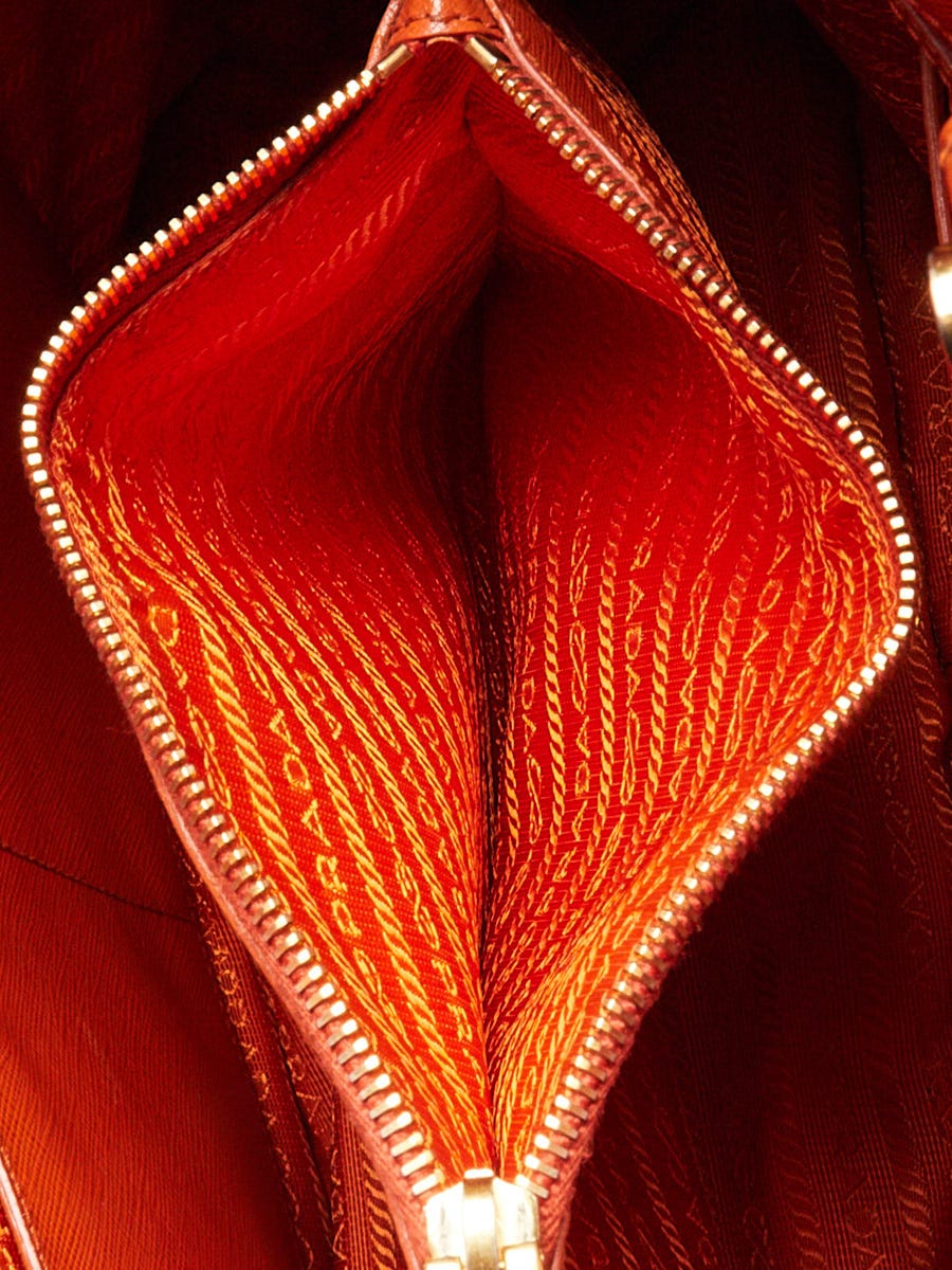 Prada Orange Saffiano Lux Leather Promenade Bag | Yoogi's Closet