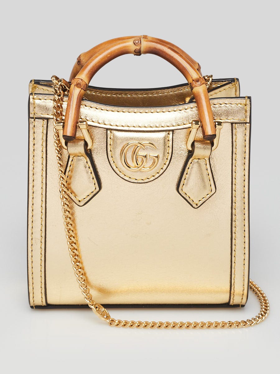 Gucci Gold Leather Diana Nano Tote Bag | Yoogi's Closet