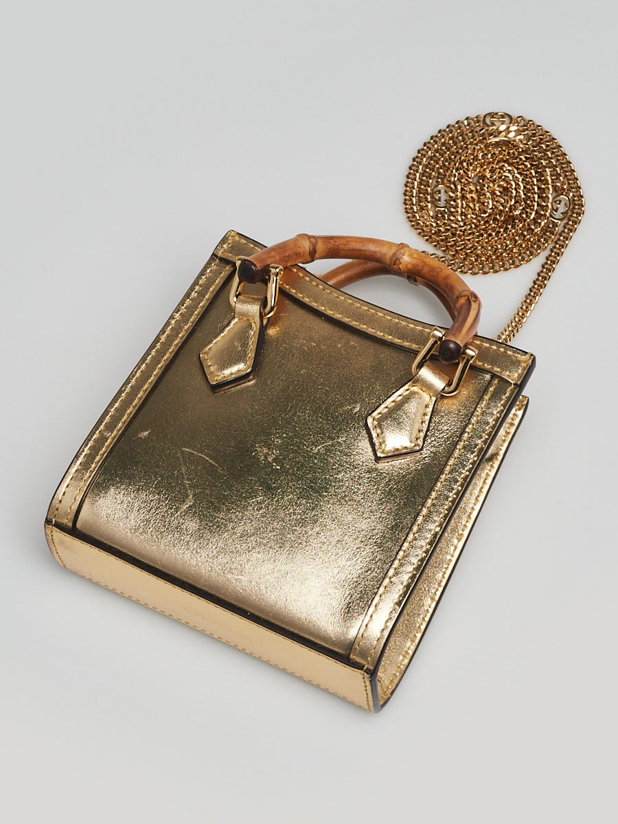 P*o様 CTHY LUXURY MATERIAL NANO BAG by GU Gucci Gold Leather Diana Nano Tote Bag | Yoogi's Closet