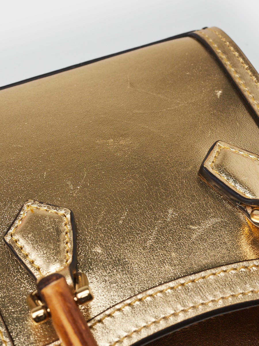Gucci Gold Leather Diana Nano Tote Bag | Yoogi's Closet
