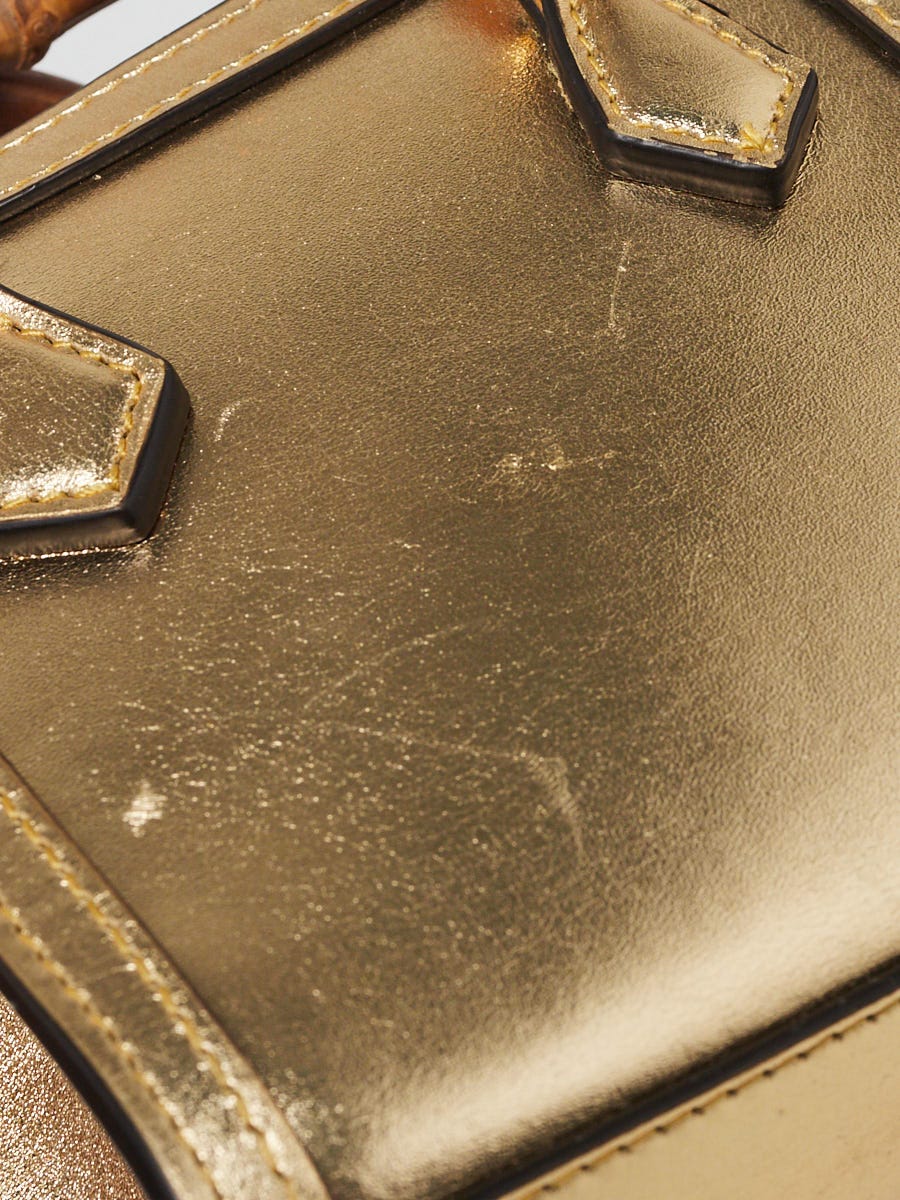 Gucci Gold Leather Diana Nano Tote Bag | Yoogi's Closet