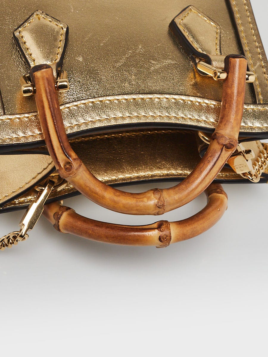 Gucci Gold Leather Diana Nano Tote Bag | Yoogi's Closet