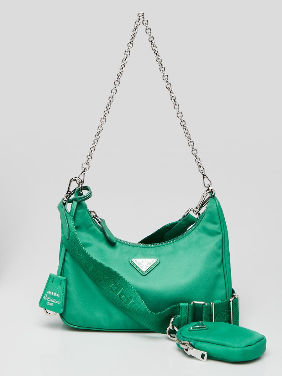 Prada Green Tessuto Nylon 2005 Re-Edition Shoulder Bag 1BH204