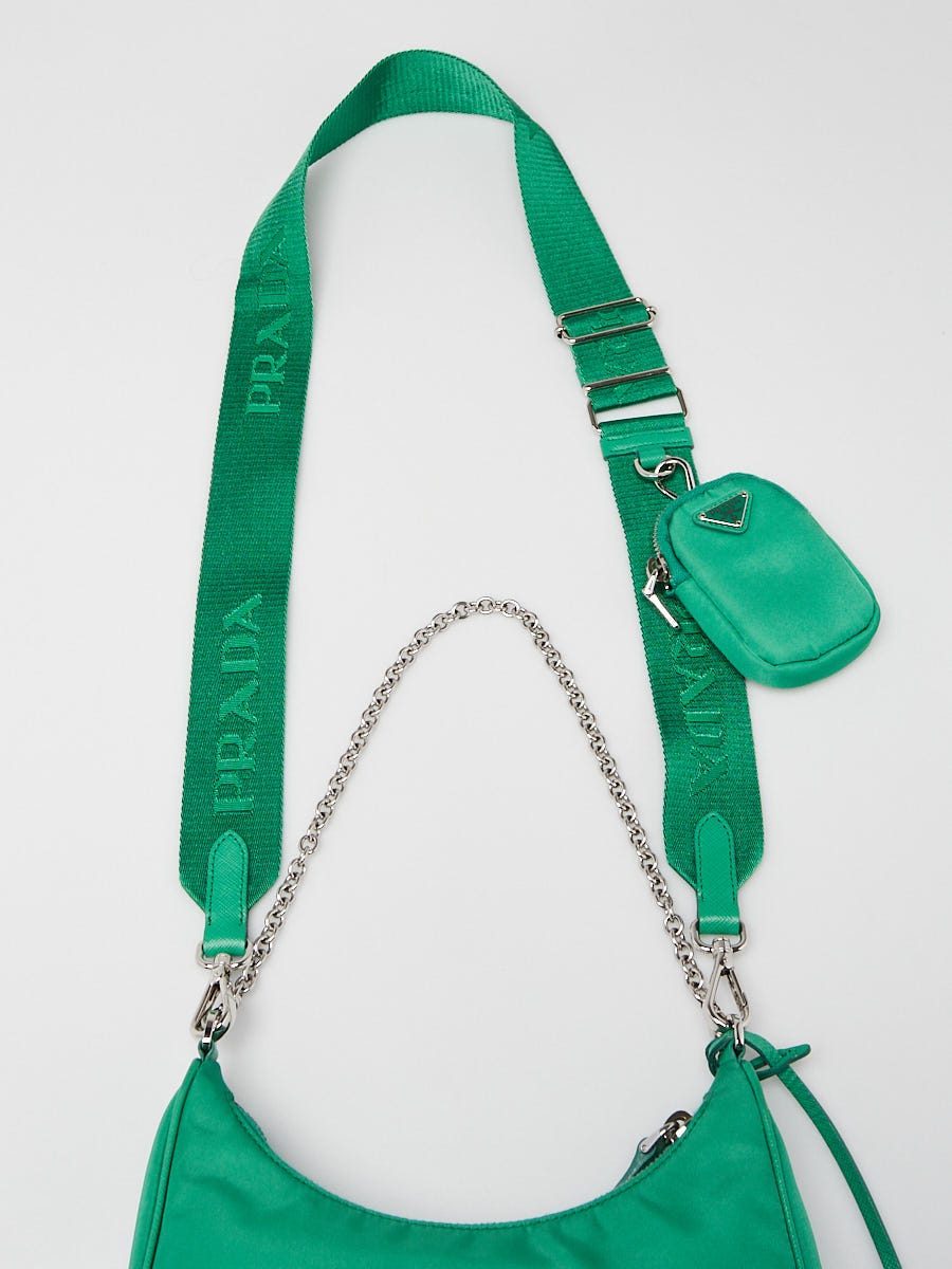 Prada Green Tessuto Nylon 2005 Re-Edition Shoulder Bag 1BH204