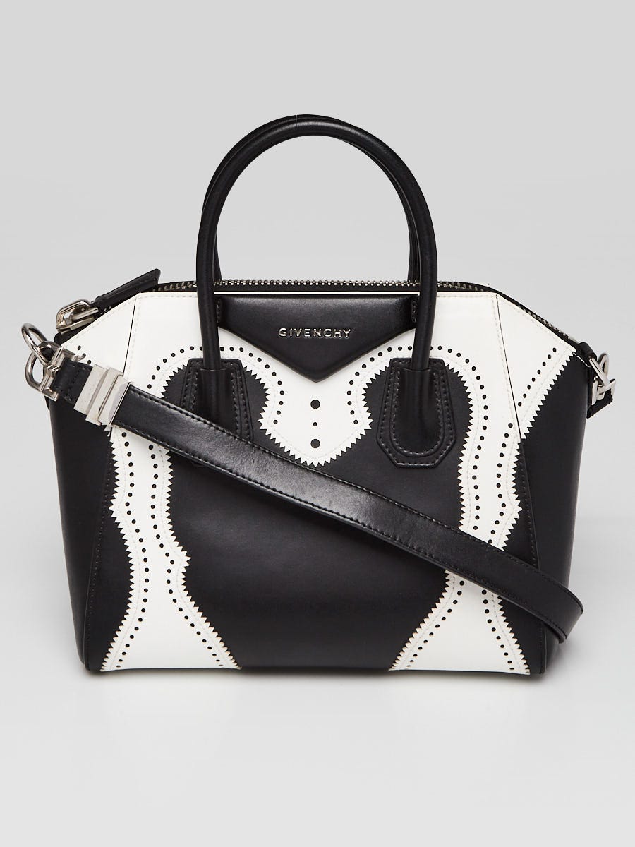 Givenchy Black/White Sugar Goatskin Leather Brogues Small Antigona Bag