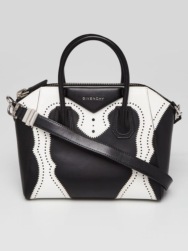 Givenchy Black/White Sugar Goatskin Leather Brogues Small Antigona Bag