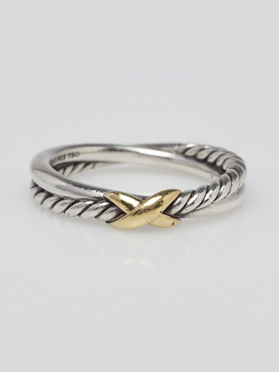 パーツ Columbus K18 Gold x Sterling Silver Ring David Yurman 18k Gold and Sterling Silver Cable Crossover X Ring