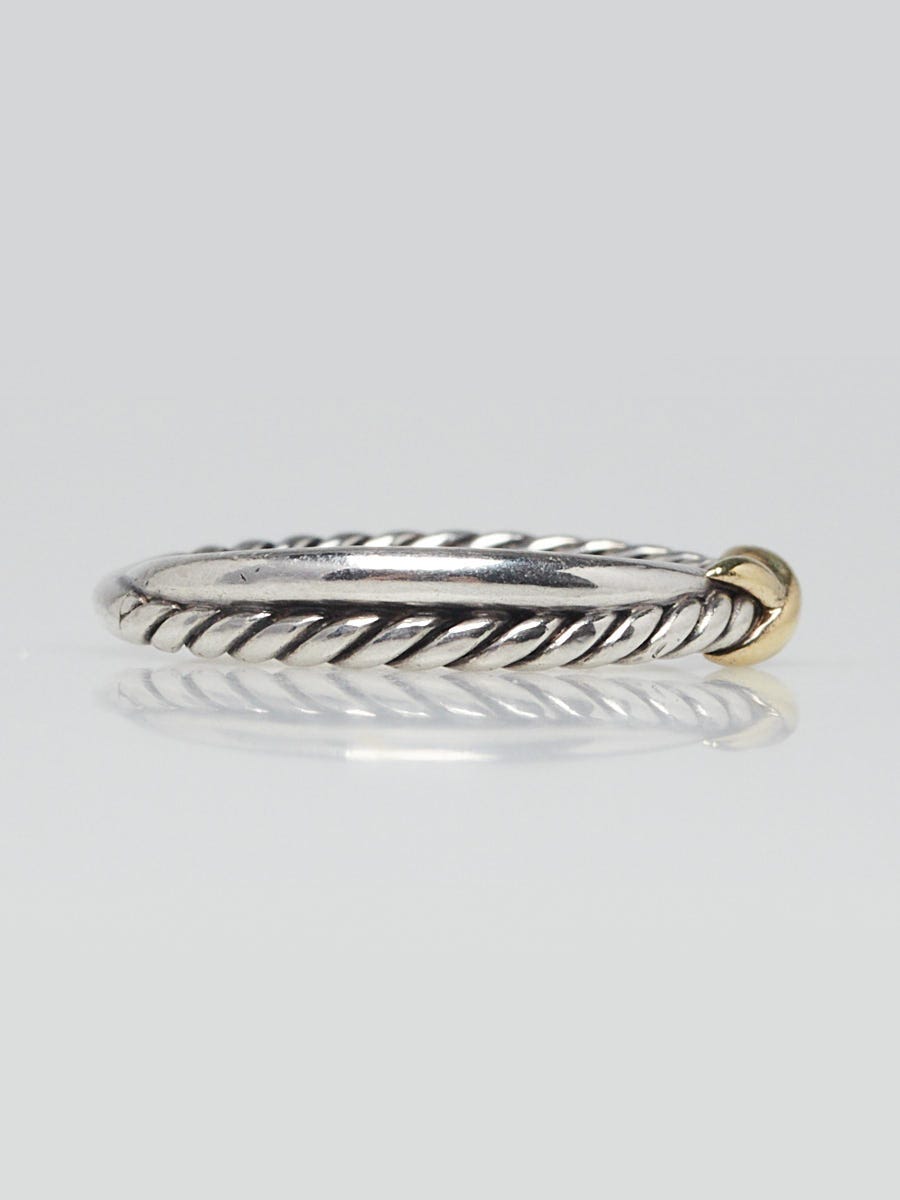 David Yurman 18k Gold and Sterling Silver Cable Crossover X Ring Size 7