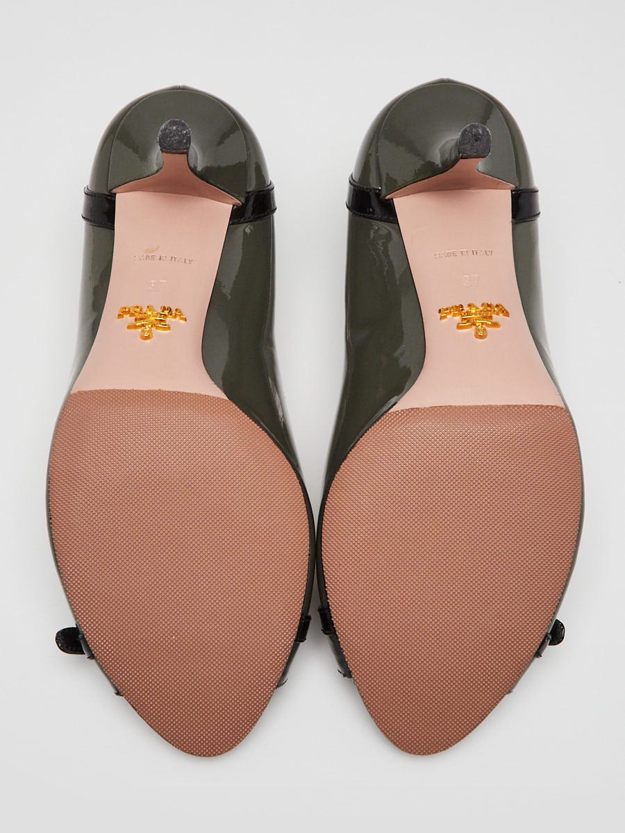 Prada Green Patent Leather Pee-Toe Pumps Size 6.5/37