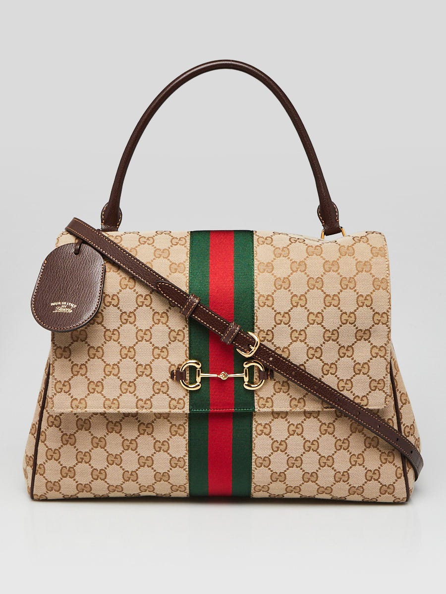 Gucci Beige/Ebony GG Canvas Large Paparazzo Top Handle Bag